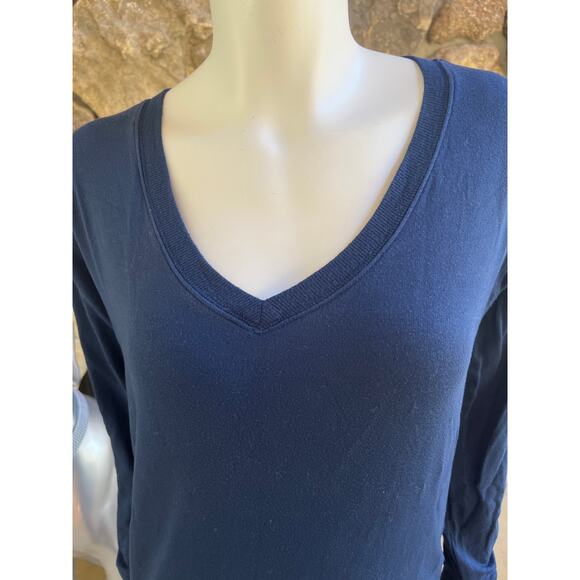 Athleta Sunrise V-Neck Modal Blue Sweater Thumbholes Size Small - Picture 4 of 6